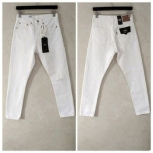 Levi's 501 Skinny Jeans Distressed White Rigid Denim